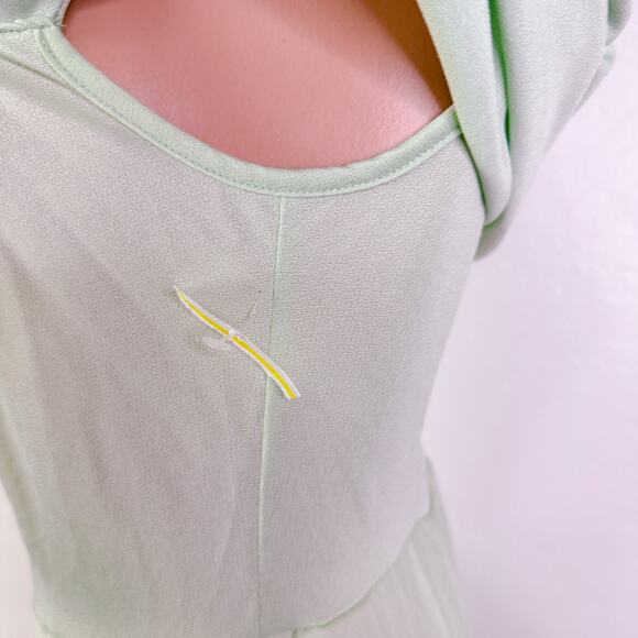 Whimsical Fairy Romantic Garden Twist Off Shoulder Pleated Maxi Dress Sage 8 NEW - Picture 11 of 12